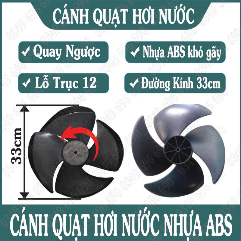 Cánh quạt hơi nước 33cm trục 12 nhựa abs