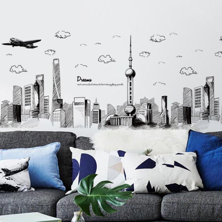 Sticker Tranh Dán Tường, Decal dán tường kết hợp Bầu trời đêm Dubai XH5206+xc9001+xc9002