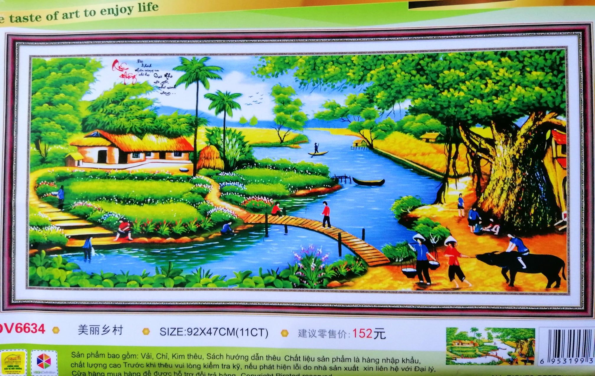Tranh thêu chữ thập phong cảnh Quê hương DV6634