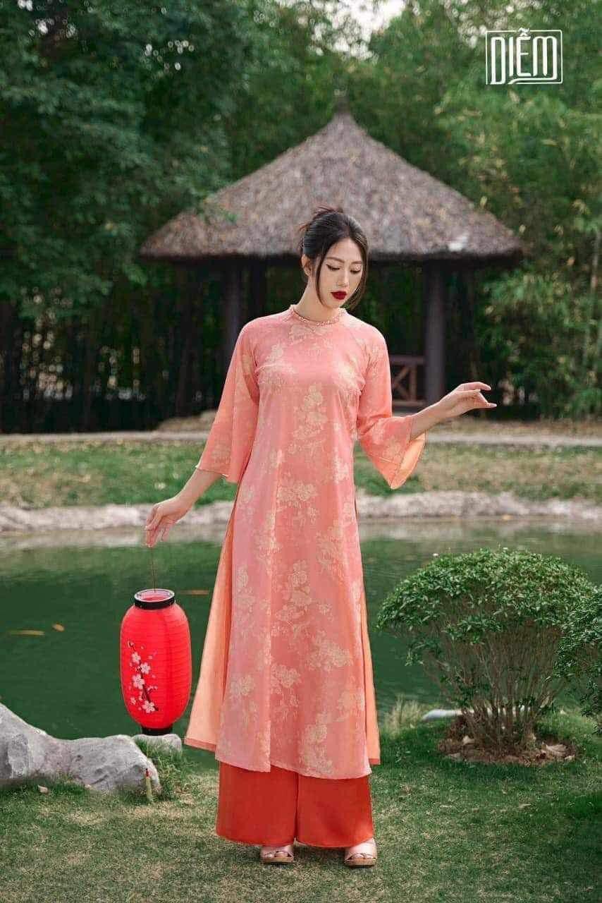 Áo dài voan tơ 4 tà cao cấp đính ngọc (kèm ảnh thật)