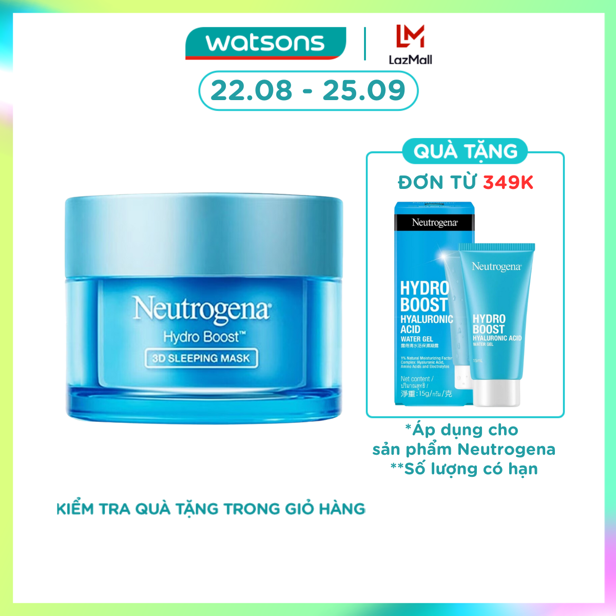 [MUA LÀ CÓ QUÀ] Mặt Nạ Ngủ Neutrogena 3D Hydro Boost Overnight Cấp Ẩm 50g