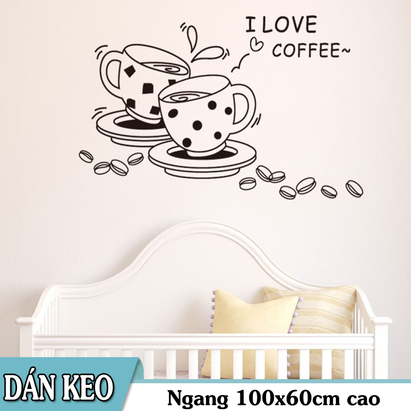 [HCM]Decal trang trí 2 tách Coffee. Decal in trên chất liệu PVC có keo sẵn ở mặt sau chỉ cần lột ra và dán.