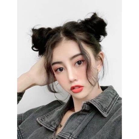 Tóc giả búi củ tỏi. búi cột thẳng tóc giả