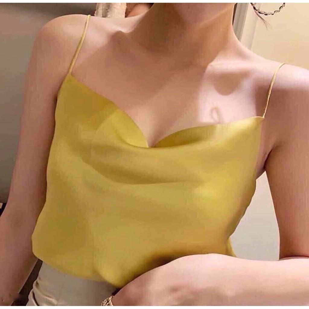 Áo 2 dây phi lụa cổ đổ