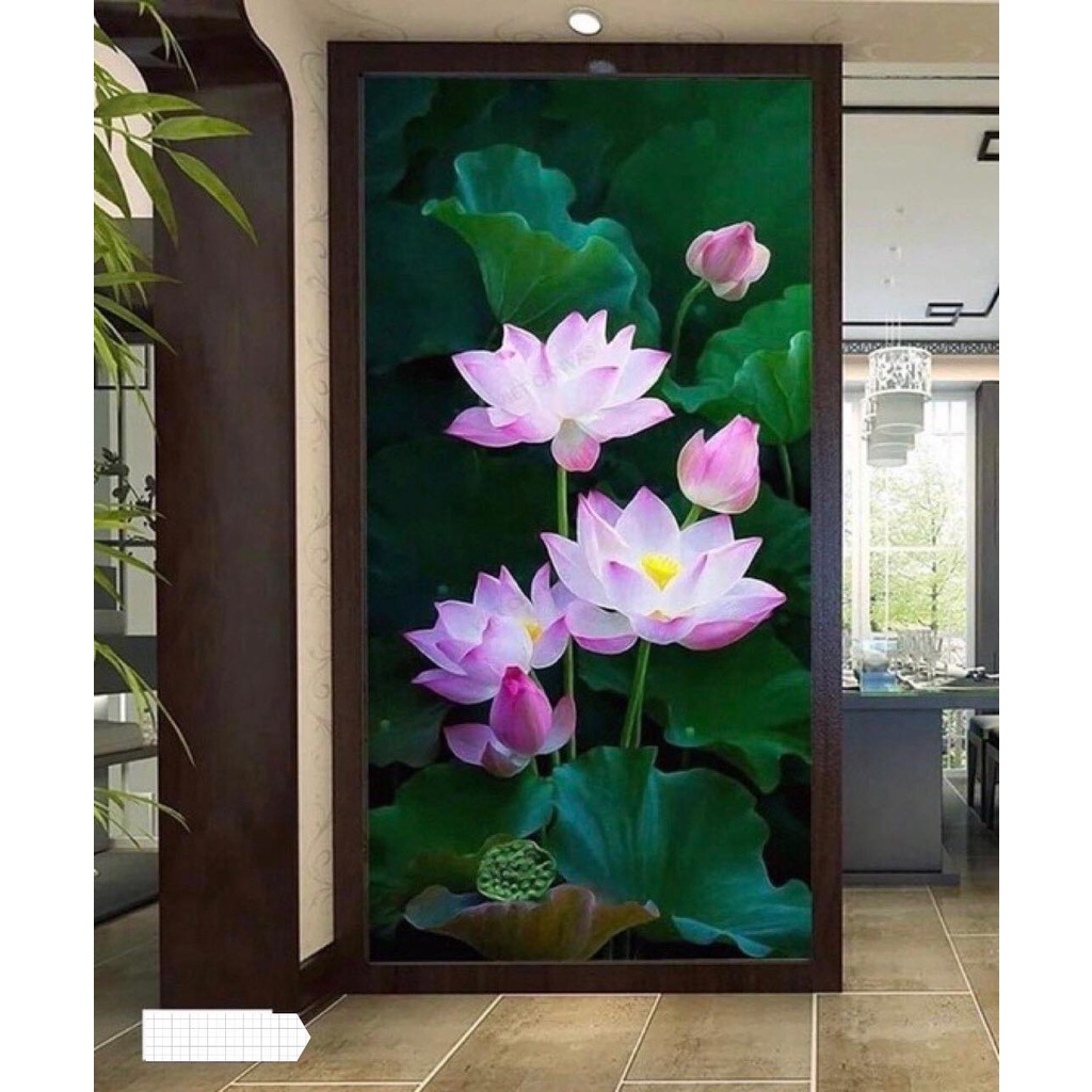 Tranh đính đá hoa sen lv246
