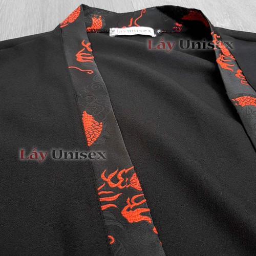 [HCM]o Haori Kimono Phối Gấm Rồng Đỏ