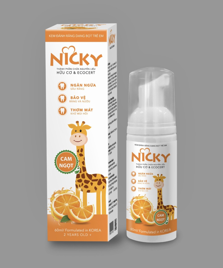Kem Đánh Răng Dạng Bọt Siêu Mịn Trẻ Em Nicky (CHÍNH HÃNG) 60ml