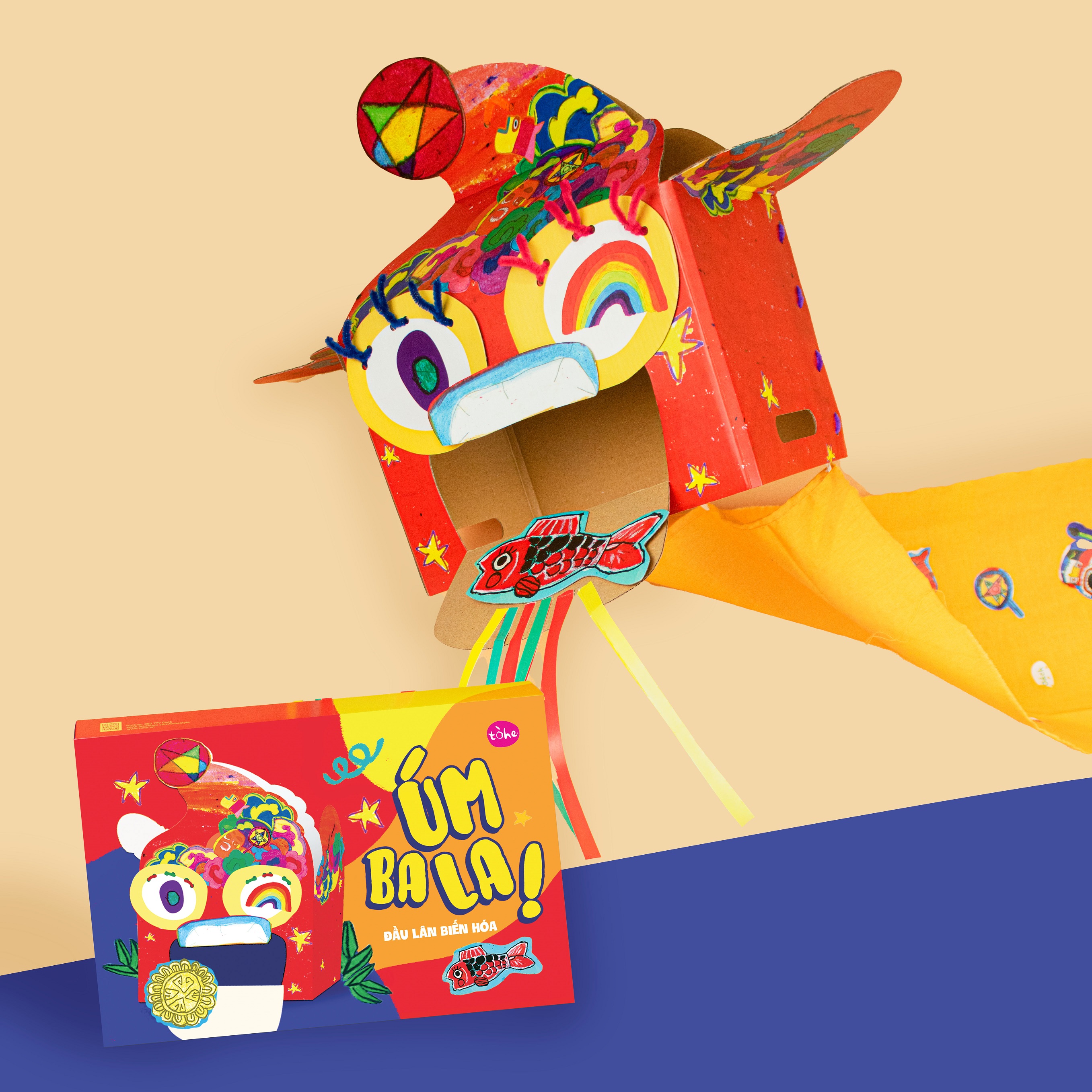 Đầu lân cho bé tự cắt dán (tặng kèm sticker trung thu) [Made by Tòhe] [Fsale]