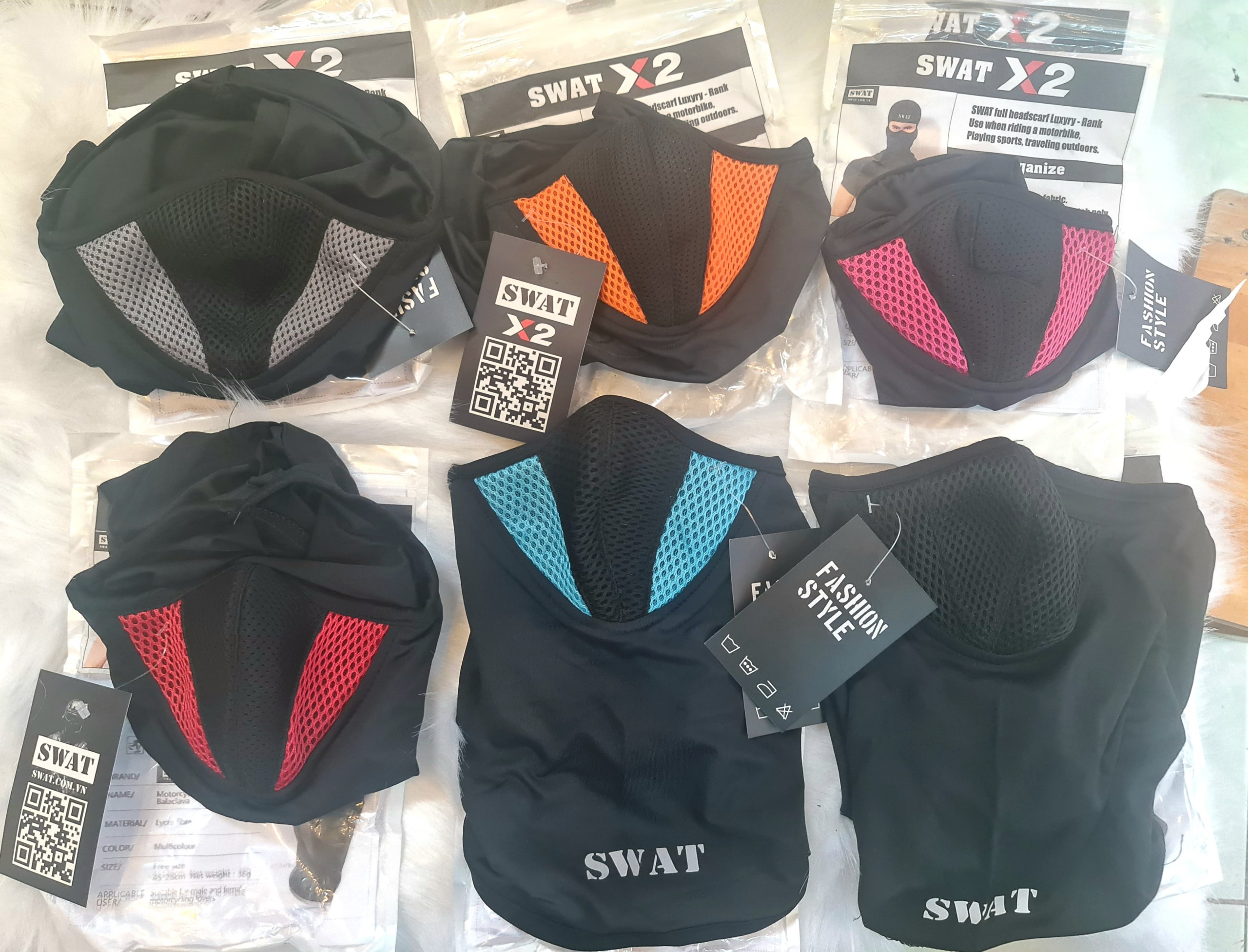Khăn ninja SWAT X2 đen cam 3 lớp cao cấp