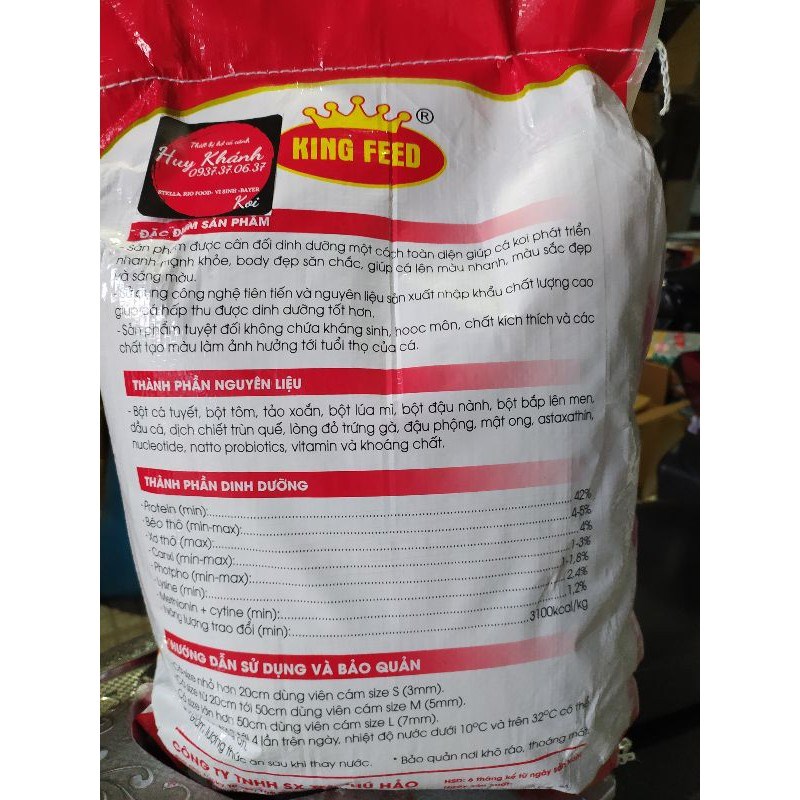 Cám cá Koi tăng trưởng King Feed-42%đạm (5kg)