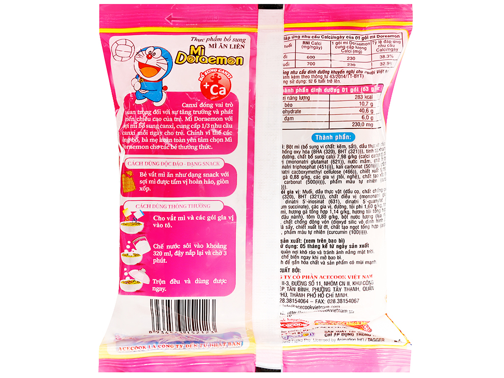 Thùng 30 gói mì Doraemon vị tôm gà tỏi phi 63g