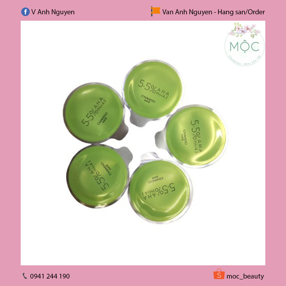 Set 5 hũ mặt nạ Chando axit trái cây aha 5.5%
