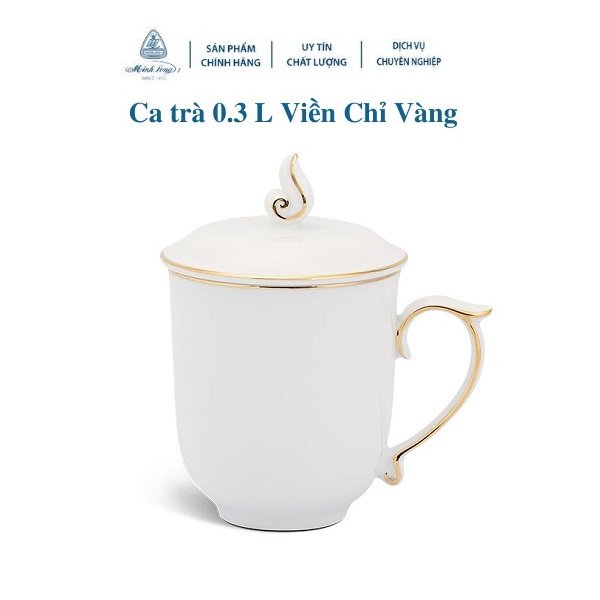 Ca trà Mẫu Đơn viền vàng sứ Minh Long 0.3L - ca trà mẫu đơn viền vàng sứ minh long