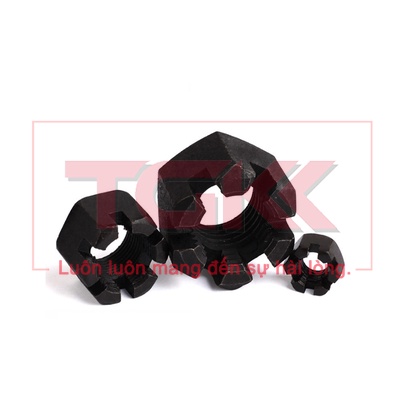Đai ốc khía thép đen M10-M22