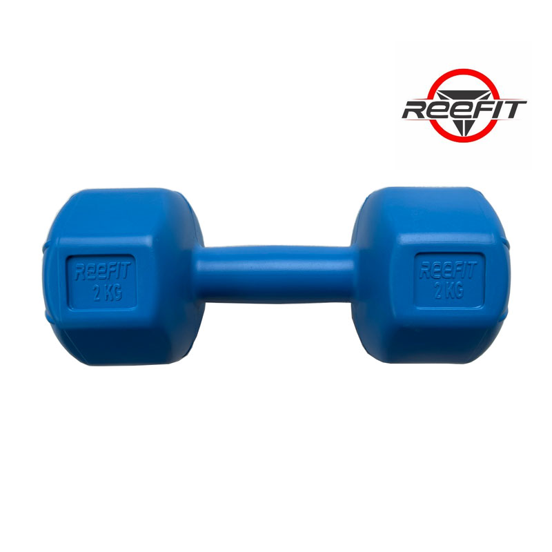 Bộ 2 tạ tay nhựa bát giác 2kg Reefit đã có ruột (2 tạ 2kg, tổng 4kg)