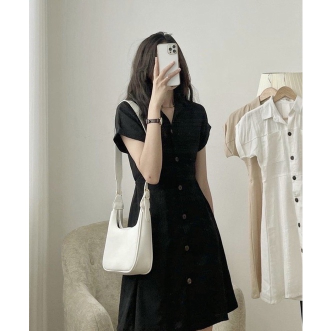 Đầm sơ mi 2 túi 3 màu