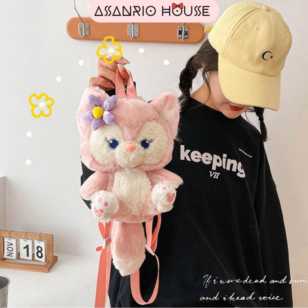 Balo asanrio house cáo hồng nhồi bông - balo cáo linabell disney siêu dễ thương cho bạn gái
