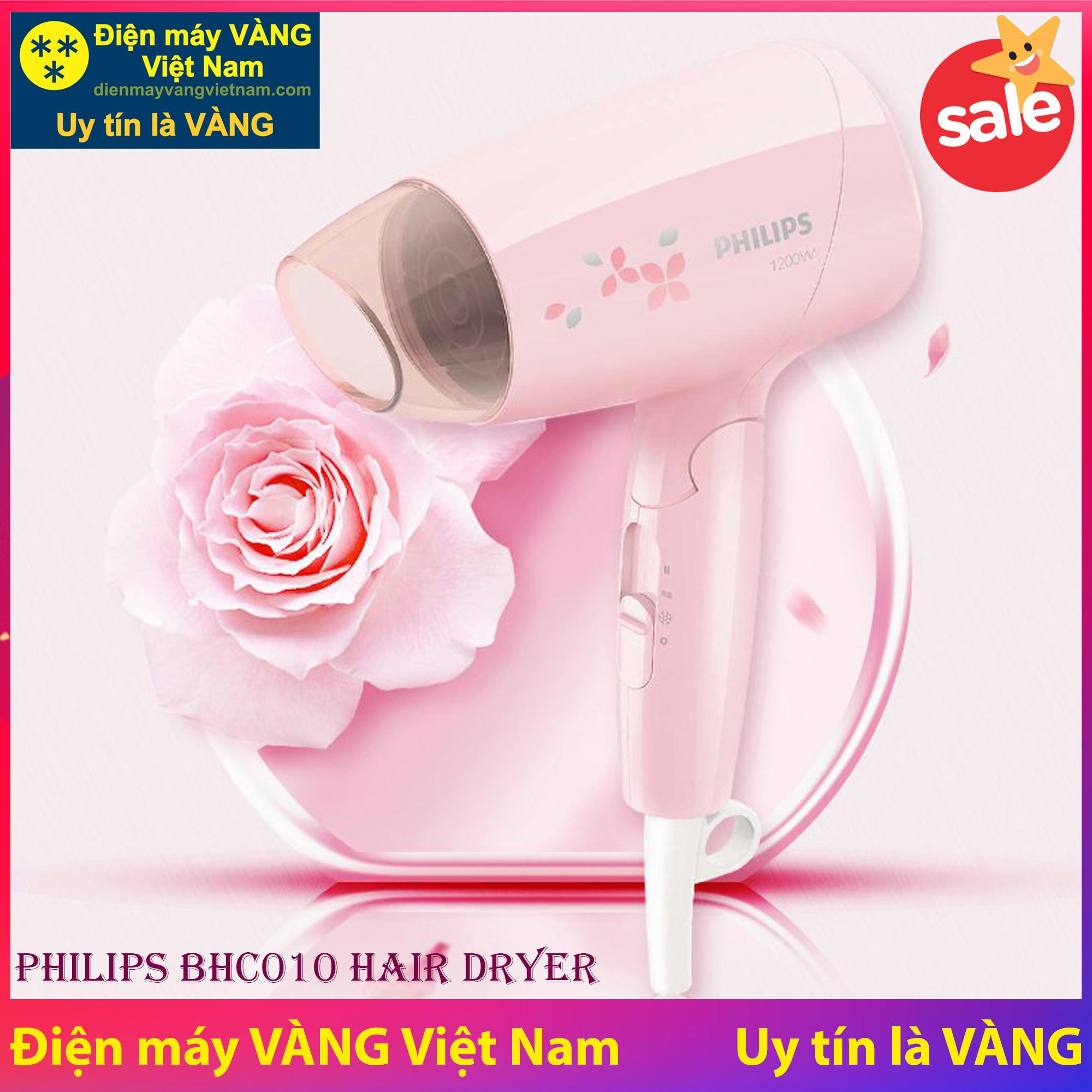 Máy sấy tóc du lịch Philips BHC010 1200W (Hồng) - Hàng chính hãng (Bảo hành 2 năm tại các Trung tâm bảo hành Philips trên toàn quốc)