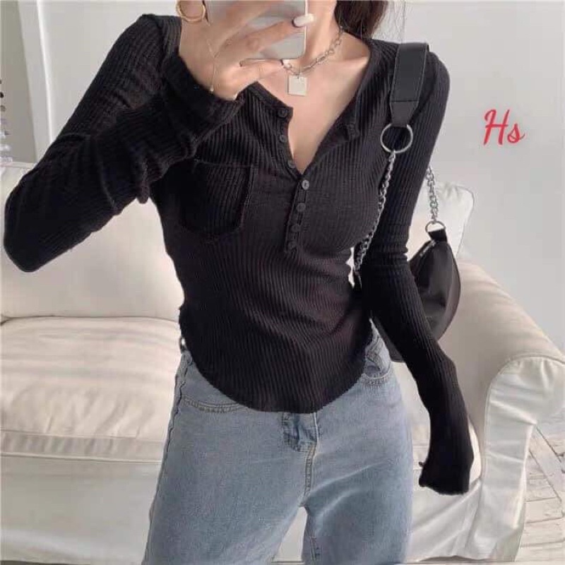 SIÊU PHẨM ÁO DÀI TAY KHUY NGỰC CỰC ĐẸP