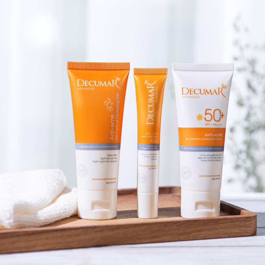 Combo 3 sản phẩm ngừa mụn toàn diện Decumar Advanced (Gel rửa mặt+Gel mụn+Kem chống nắng) - ngochancosmetics