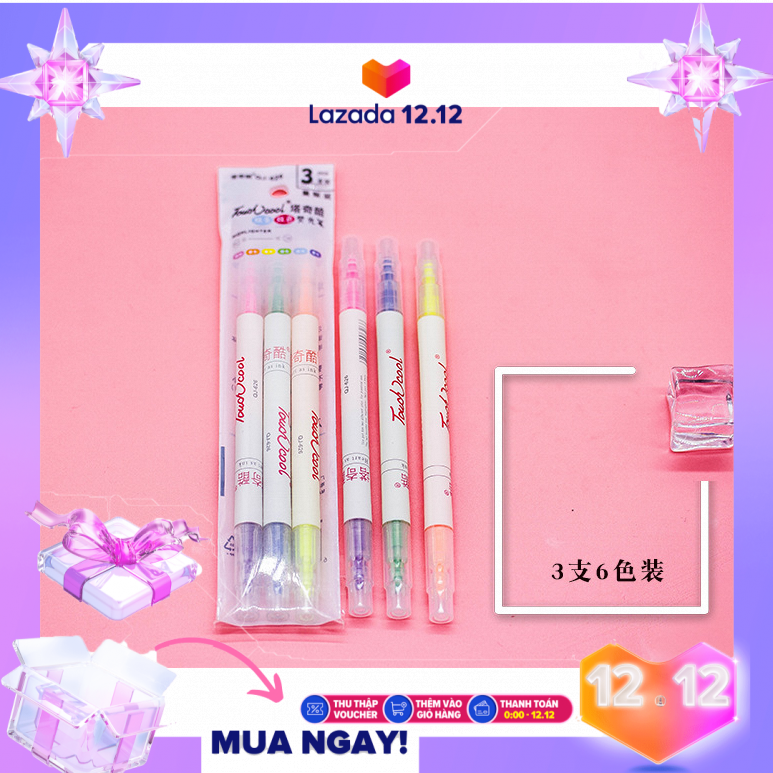 Bộ bút dạ nhiều màu 2 đầu trong 1 cây chất lượng cao bút nhớ bút highlight cho học sinh lalunavn