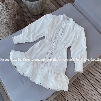 Đầm cotton đuôi cá tay dài nhúm bèo
