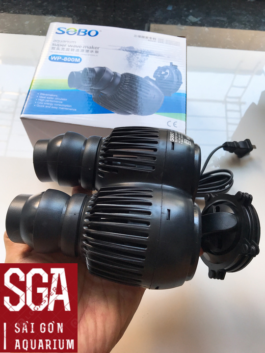Máy thổi luồng, tạo sóng 2 vòi sobo wp-800m 25w cho hồ cá cảnh, tạo dòng chảy, đẩy phân,1 công đôi việc