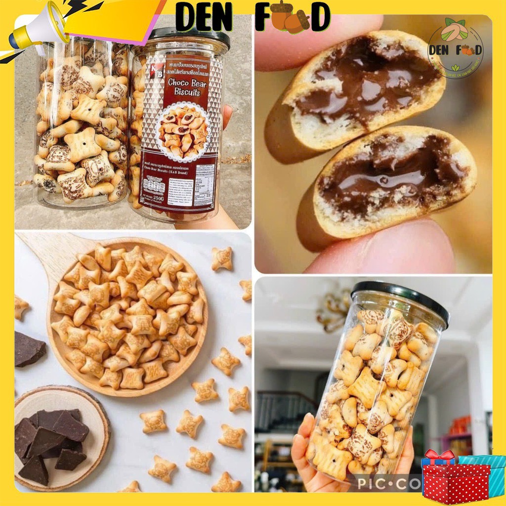 Bánh Gấu Socola Thái lan loại 1 Choco Bear Bisbuits- hộp 250gr