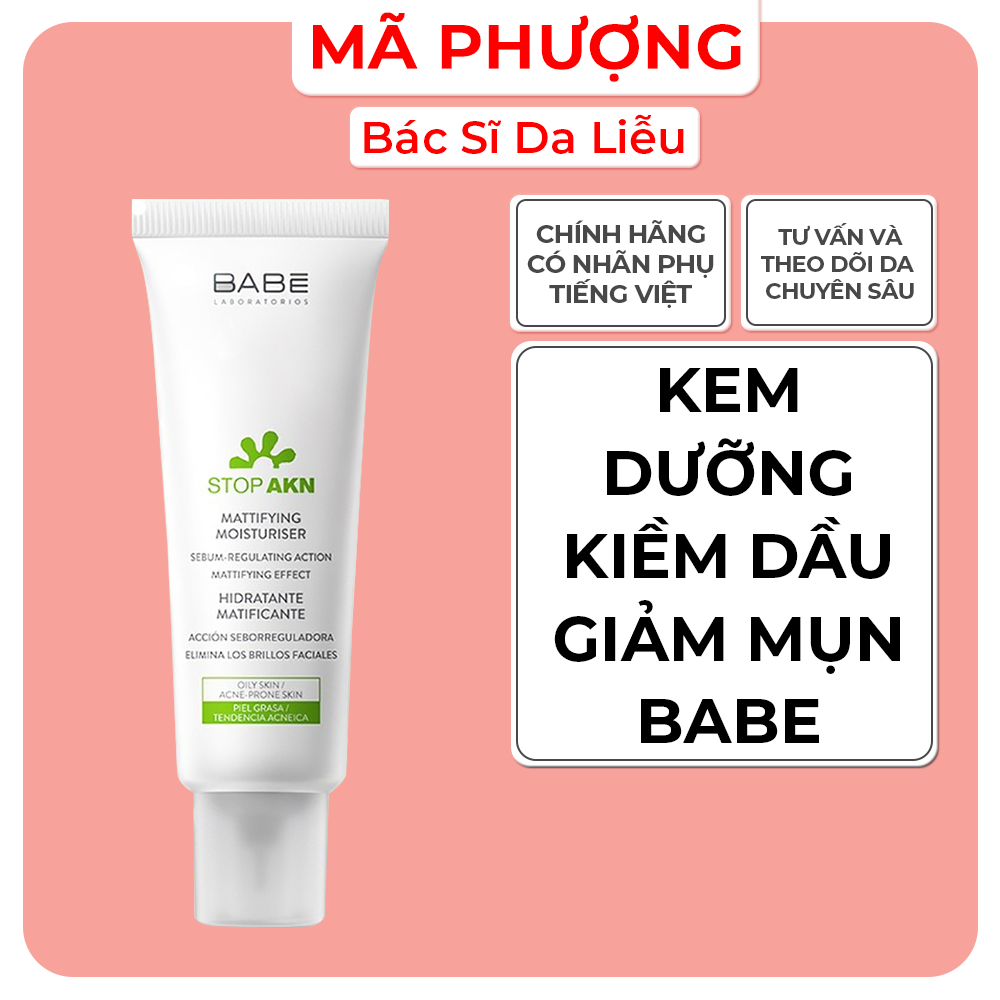 Kem dưỡng kiềm dầu giảm mụn BABE Stop Akn Mattifying Moisturiser