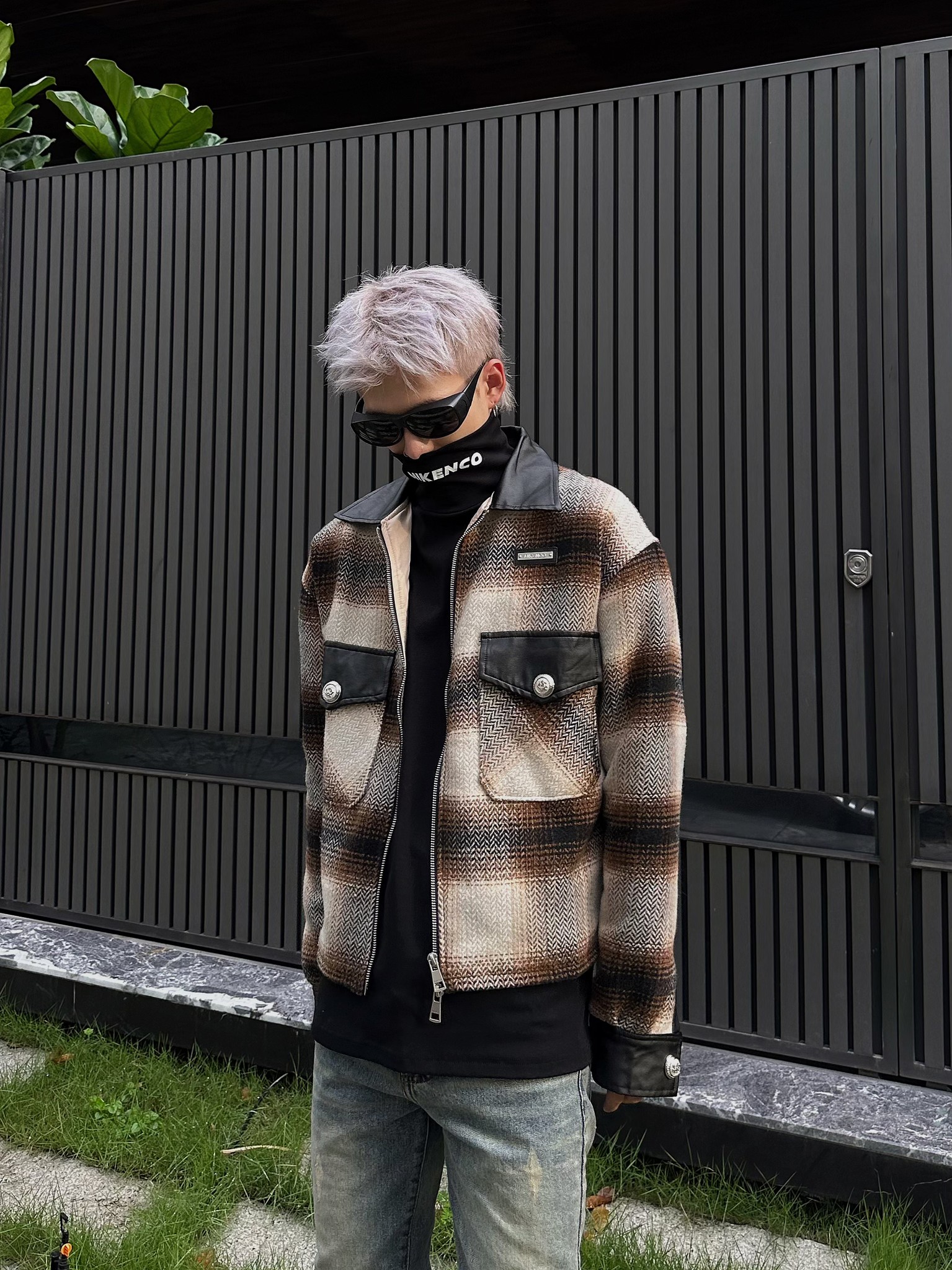 Áo khoác dạ nam MIKENCO Tartan wool overshirt