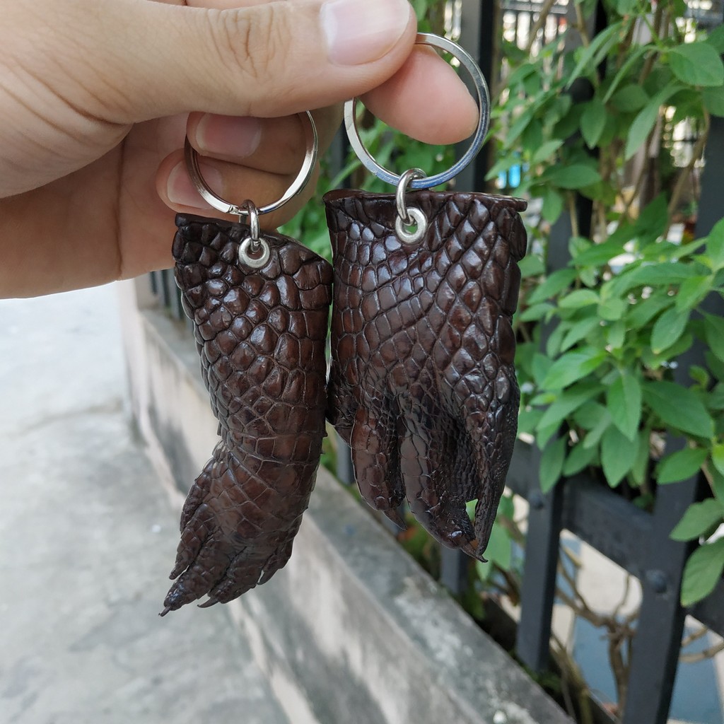 Móc Khóa Nam Ovenis Tay Cá Sấu Thật 3 Màu Đen Nâu Nâu Đỏ Phong Cách