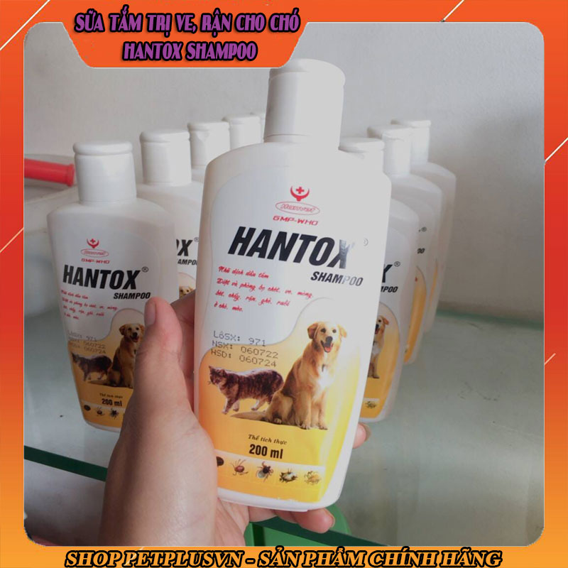 Hantox shampoo Sữa tắm trị ve rận chó mèo chai 200ml