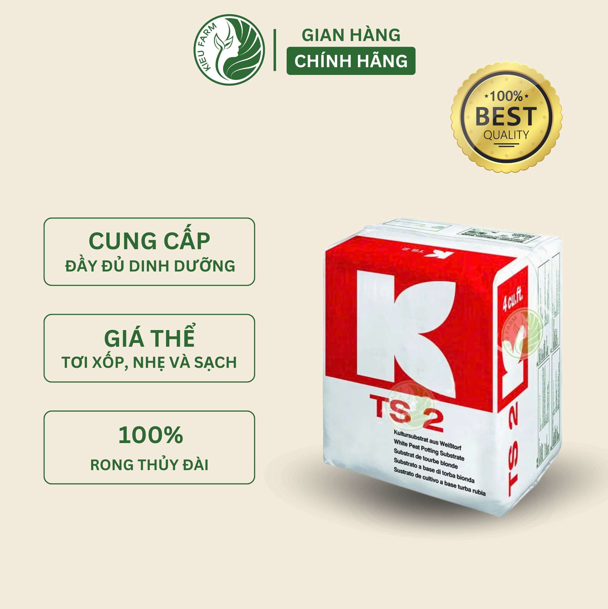 Giá thể gieo hạt ươm Klasmann (TS2)_KIEUFARM_Bao 40kg (210L)