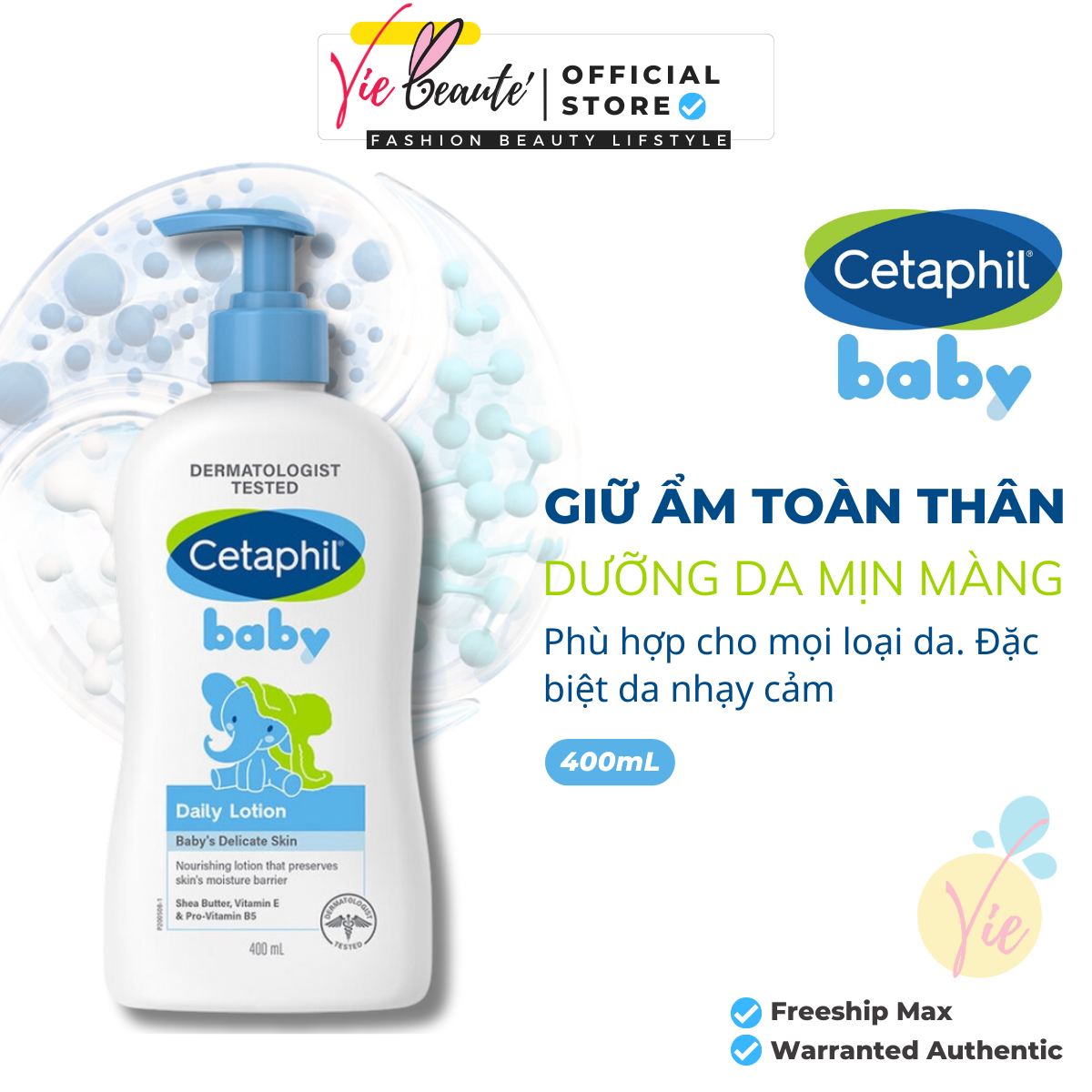 Sữa dưỡng ẩm cetaphil dịu lành cho bé 400ml baby daily lotion