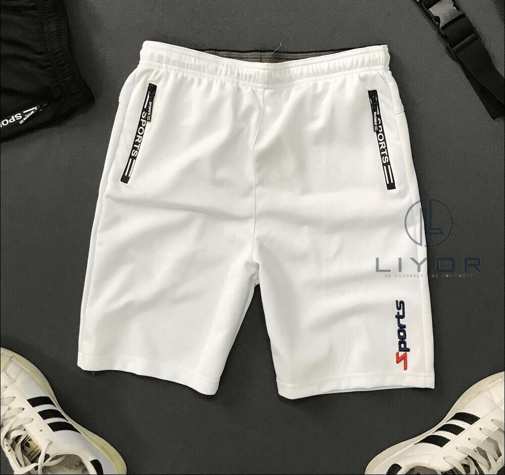 Quần short thể thao nam quần ngắn thun lạnh dây kéo túi chữ đơn giản năng động cá tính - Liyor - QTT007