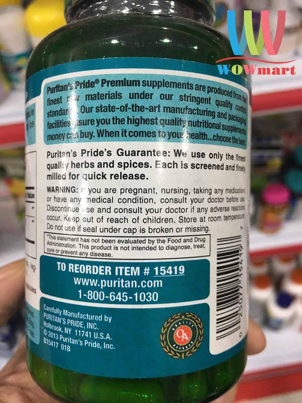 [HCM]Tinh chất Puritan’s Pride Turmeric Curcumin 500mg 180 viên