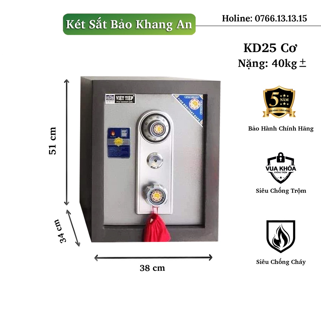 Két Sắt Việt Tiệp KD25 Cơ Xám <40KG>