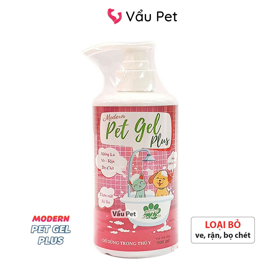 Sữa tắm cho chó mèo Modern Pet Gel Plus 500ML trị ve rận bọ chét - Sữa tắm chó mèo