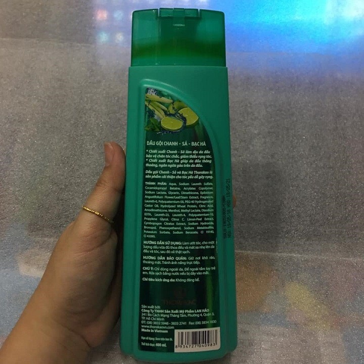 [HCM]Dầu Gội Chanh - Sả - Bạc Hà Thorakao 400ml