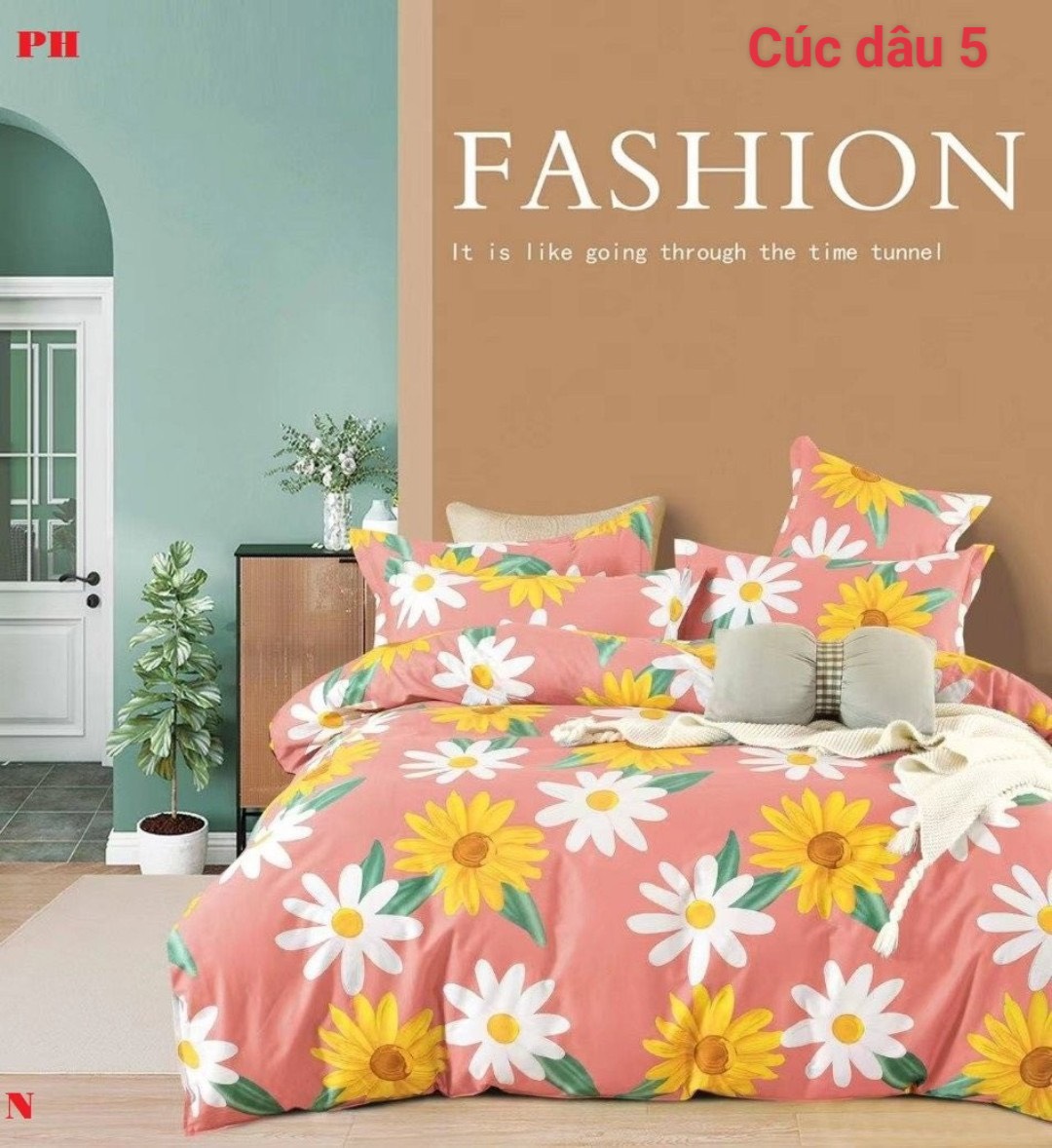 Drap cotton Hàn [Mẫu ngẫu nhiên] combo 4 món. (1 ga, 1 áo ôm, 2 áo nằm) không pha polly.
