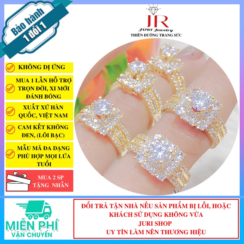 Nhẫn nữ đẹp vàng 18K - N1705175 JURI SHOP - Chất Liệu Lõi Bạc, Bên Ngoài Mạ 3 Lớp Vàng, Bạc - Cam Kết Không Đen