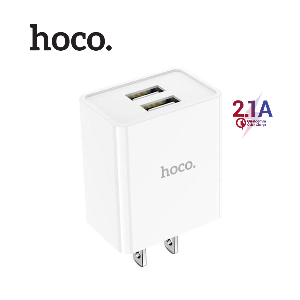 Củ sạc 2 cổng Hoco C89 sạc nhanh 2.1A Max, thích hợp với nhiều dòng thiết bị, chân cắm tiêu chuẩn US