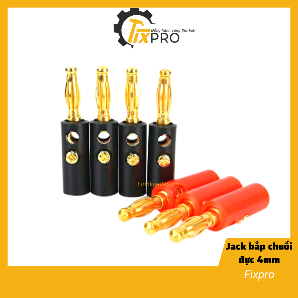 (5 Pieces) 4mm Male Banana Jack, Black Gold-Plated