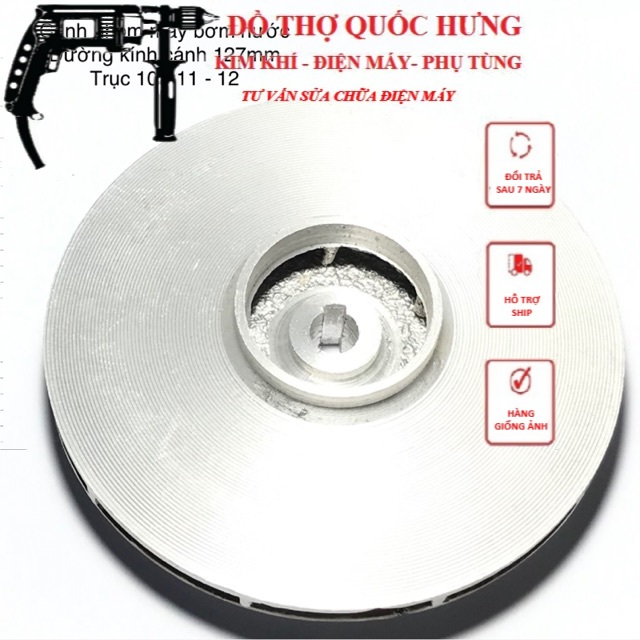 Cánh nhôm máy bơm nước 750w / trục 10 - 11 - 12