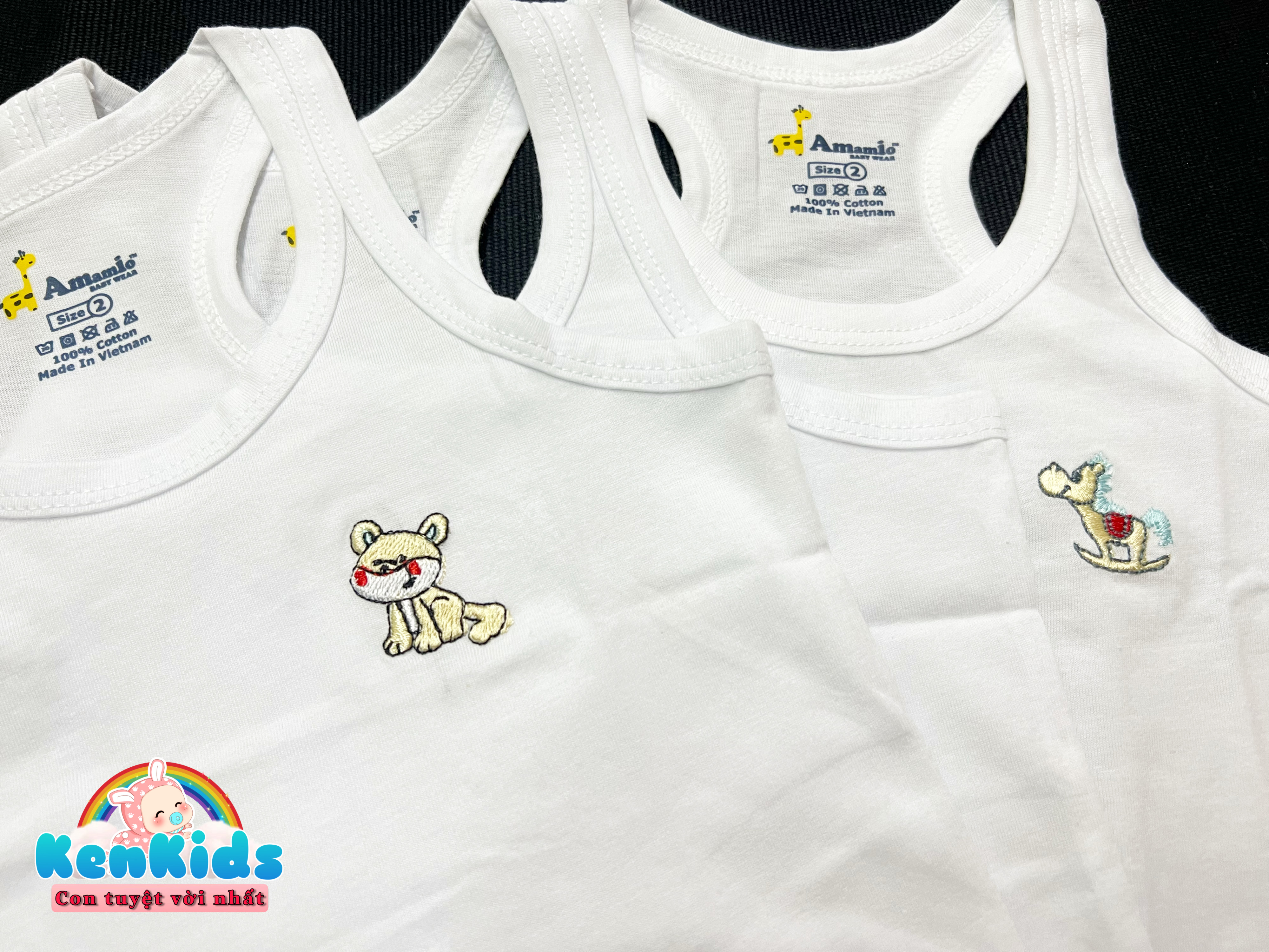 COMBO 5 Áo ba lỗ trắng chất mát cho bé trai/ gái (7-28kg)