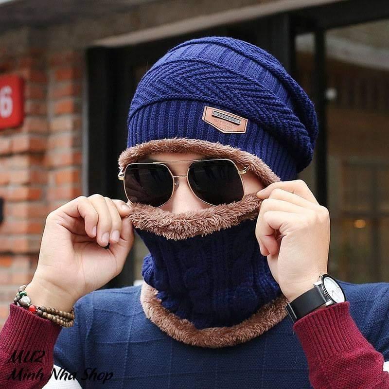 Set bộ khăn ống mũ len lót lông