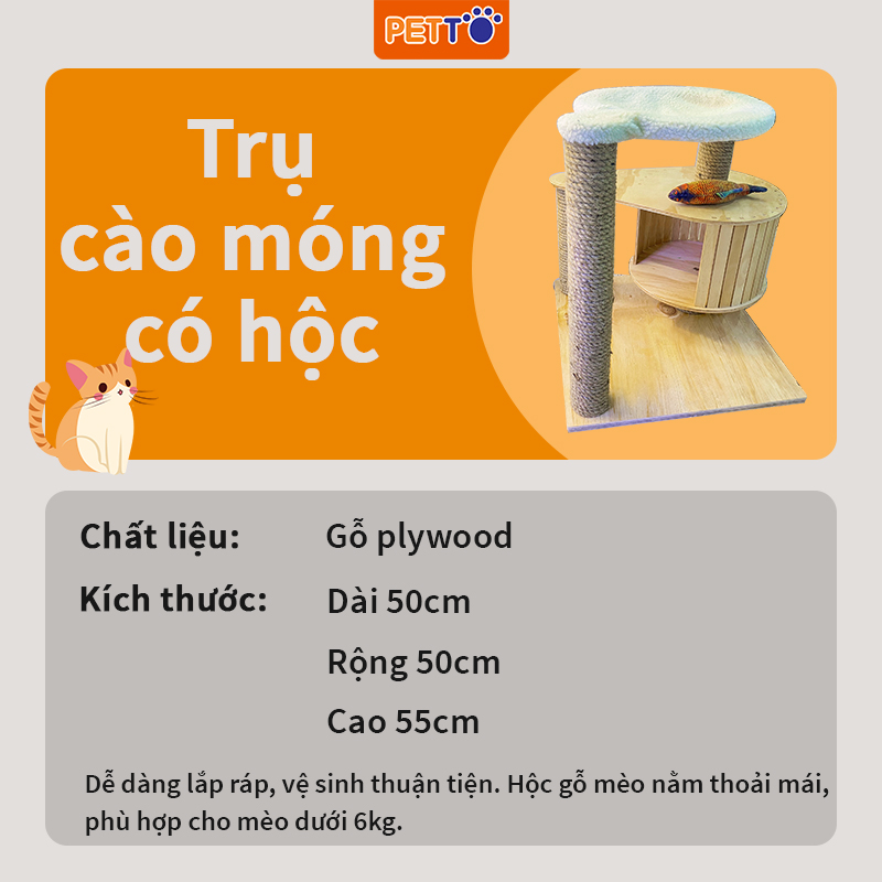 [HCM]Cat tree – Trụ cào móng cho mèo có hộc gỗ độc đáo CH019