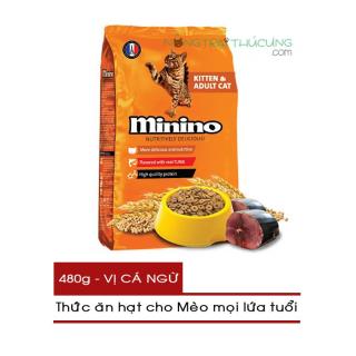 HCMThức ăn hạt cho Mèo mọi lứa tuổi Minino gói 480g - Vị Cá Ngừ - Nông thumbnail