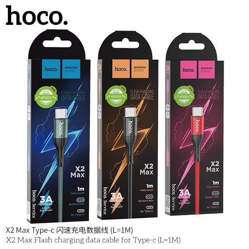 Cáp sạc nhanh type c Hoco X2 Max 1 mét 3A dây dù chắc chống đứt