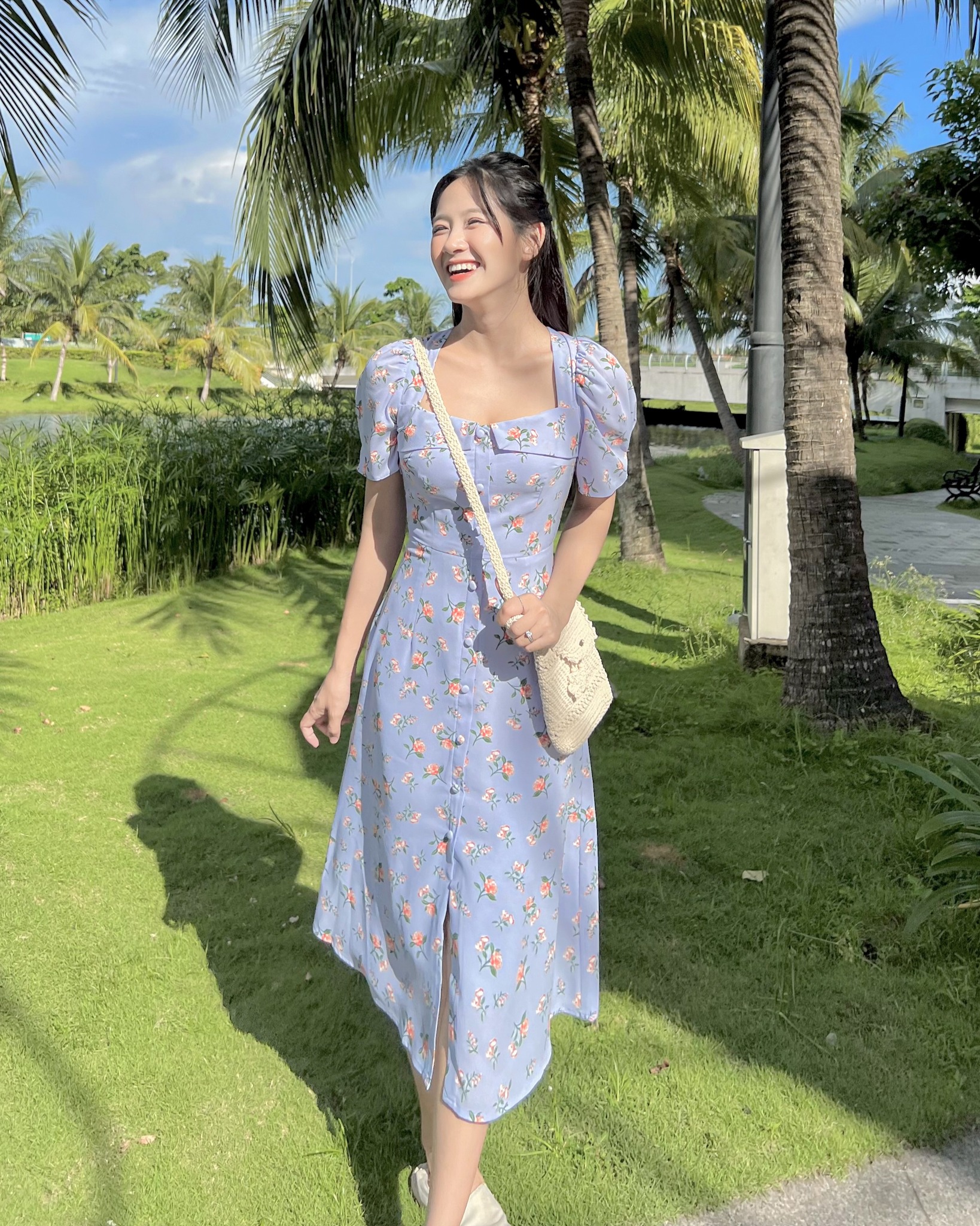 Đầm TALY- Đầm hoa dài dây chéo lưng
